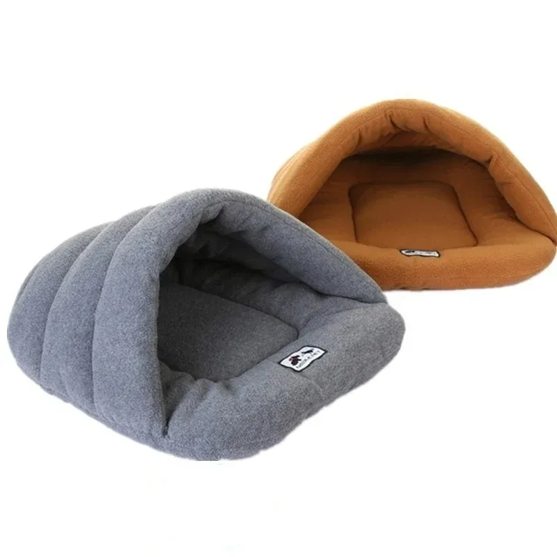 Warm Soft Polar Fleece Dog Beds Winter Warm Pet Heated Mat Slippers Beds Kennel House for Cats Sleeping Bag Nest Cave Bed
