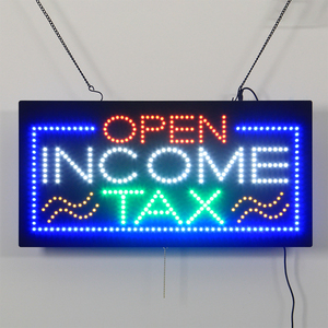 Rechteckform 12x24 Zoll Indoor-Schaufenster hängen Acryl LED Open Income Tax Sign Board Blinkende LED Open Sign Display