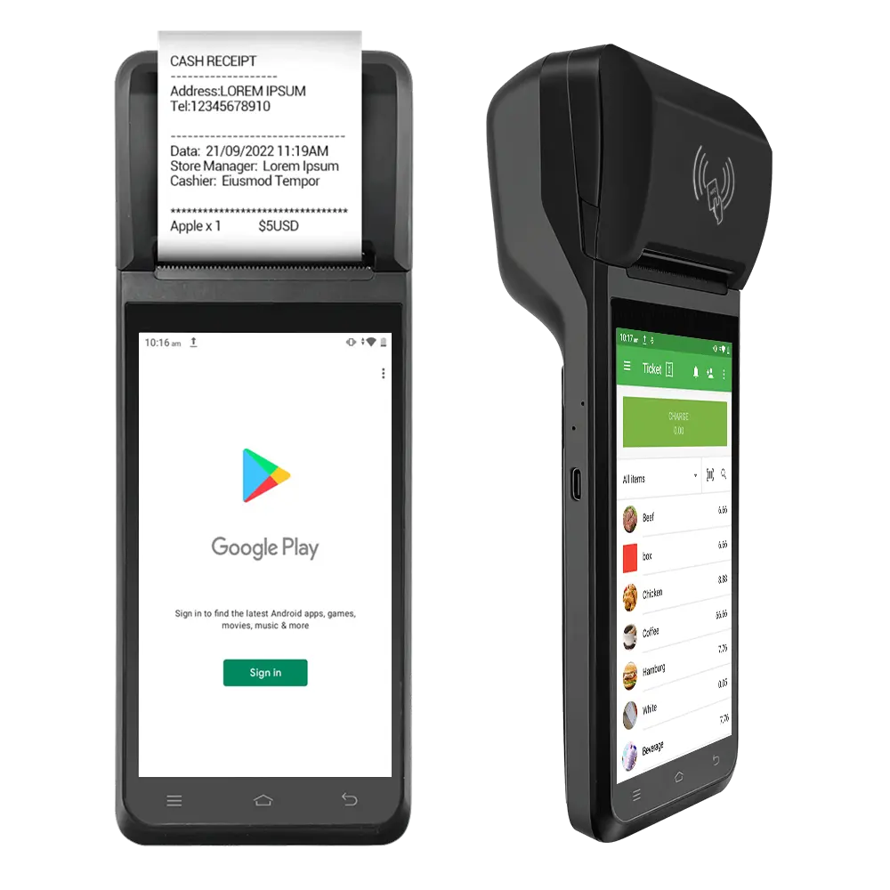 FYJ-F1 5,5 дюймов Android 12 GMS Play Store Termin Pos портативный считыватель карт NFC Pos машина лотереи