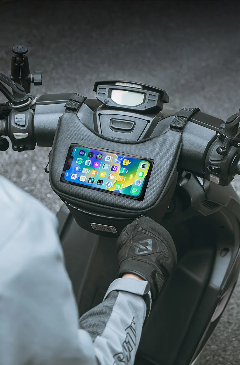 ROCKBROS рекреационный Электрический мотоцикл Скутер Ланч сумка для переноски на передний руль сумка с телефонным сенсорным дождевиком
