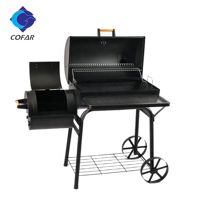 Griglie del Barbecue del Barbecue del fumatore del carbone del barilotto con il carrello di rotolamento per il cortile all'aperto