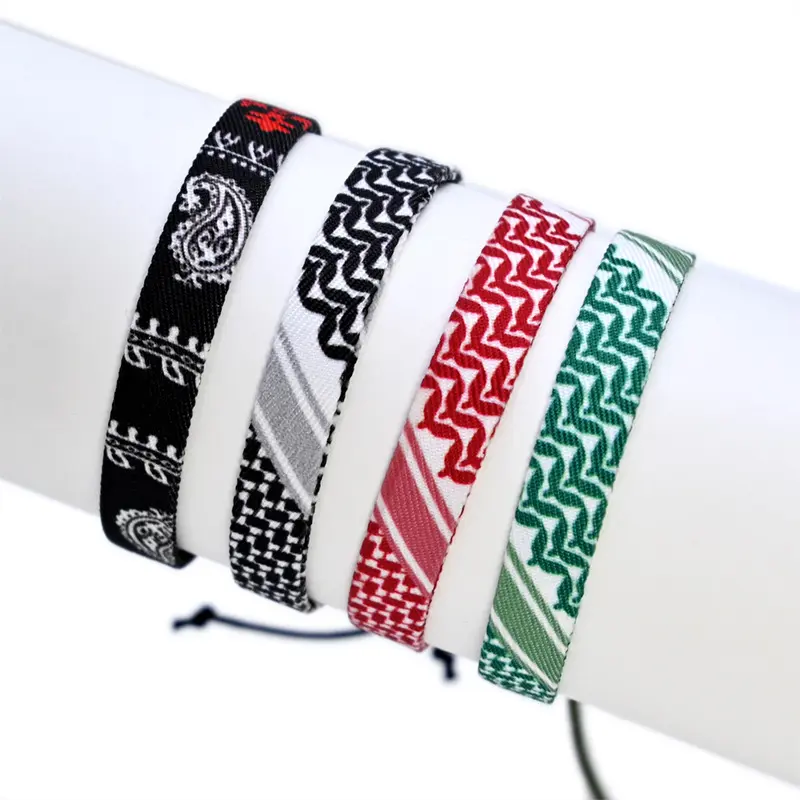 Handmade Braided Arabic Scarf Style Accessories Ribbon Braided Traditional Pattern Rope Geometric Pattern Arabic Scarf Bracelet