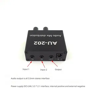 Stereo Mixer Audio Distributor for <strong>Headphone</strong> External Power AMP Volume Independent Control DC5-19V 2 <strong>Inputs</strong> 2 <strong>Outputs</strong> AU-202 - Product Image 4