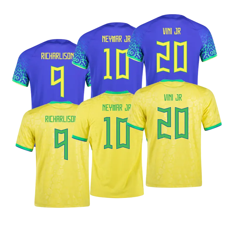 10 Neymar JR nacional de Brasil Jersey de Fútbol 2022 9 Richarlision 20 Vini JR casa camisas hombre uniforme del fútbol desgaste