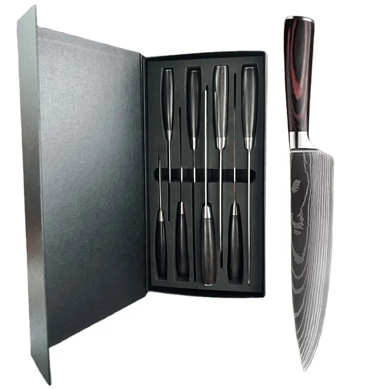 10 adet profesyonel yüksek carbonStainless çelik japon mutfak bıçağı seti