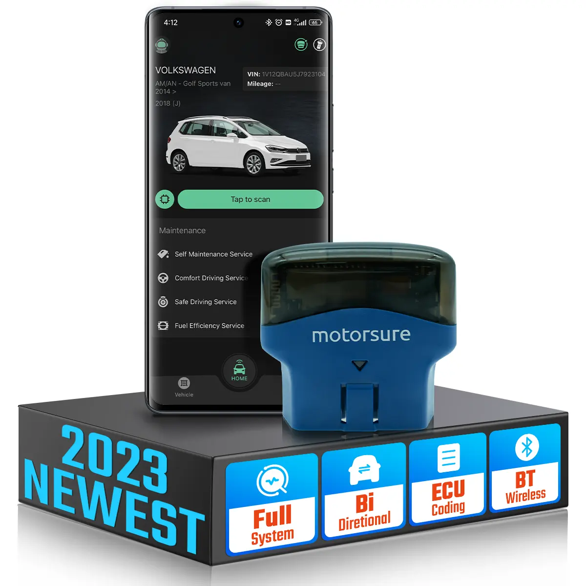 Strumento per auto tedesche, Pro Audi VW Porsche BMW, MotorSure Bluetooth OBD2 strumento di scansione diagnostica del sistema completo bidirezionale