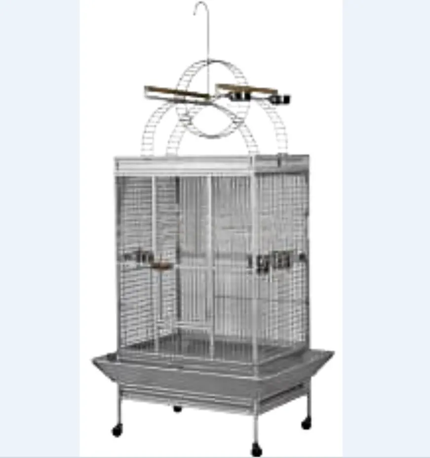 Black Horizontal Sliding Iron Large Bird Cages Collapsible Easy Shipping Bird cage For Parrot Comfortable metal Cage