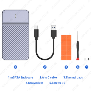 JEYI USB 3.1 Gen2 10gbps固态硬盘机箱适配器MSATA至C型端口铝壳内置固态硬盘 - Product Image 6