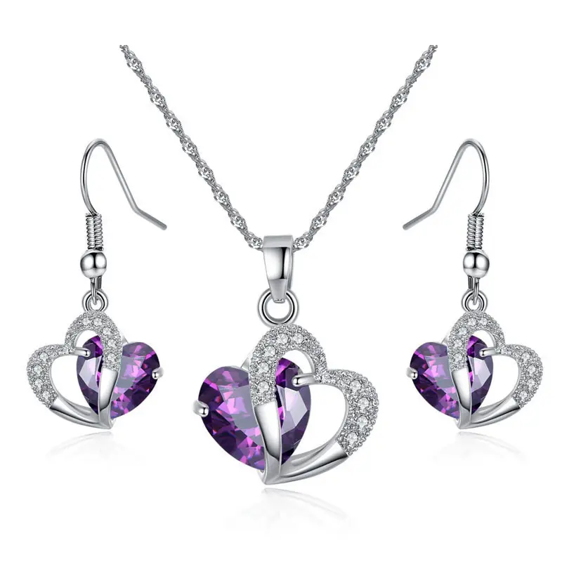 Pendientes Piercing de cartílago de lujo para mujer, aretes en forma de corazón para boda, Circonia cúbica, colgante de corazón de amor, conjuntos de joyería