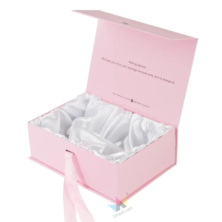 Roze Papier Custom Logo Ontwerp Magnetische Sluiting Kartonnen Verpakking Doos Voor Gift