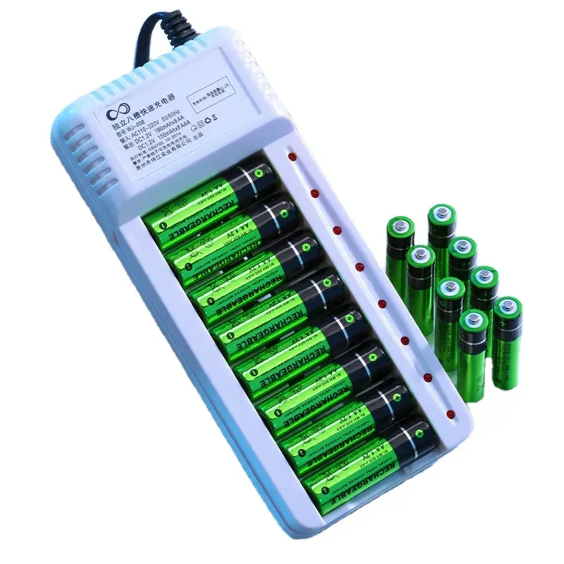 Universele Snelle 8 Slots Nimh Kanaal 1.2V Aa Aaa Ni-Mh NI-CD Intelligente Slimme Oplaadbare USB-Batterijlader