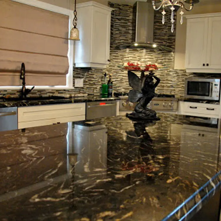 Ilha de cozinha slab 3cm, todos os bordas polido canto arredondado casa projeto preto taurus personalizado corte para tamanho bancada de pedra granito