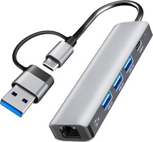 Hub USB C 5-in-1 con Ethernet 4x USB 3.0 + Gigabit LAN per MacBook, IPad, Laptop - Product Image 1