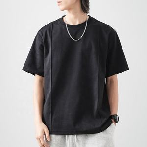 2024抗皱针织实心高品质新设计拼接时尚圆领男士经典t恤 - Product Image 3