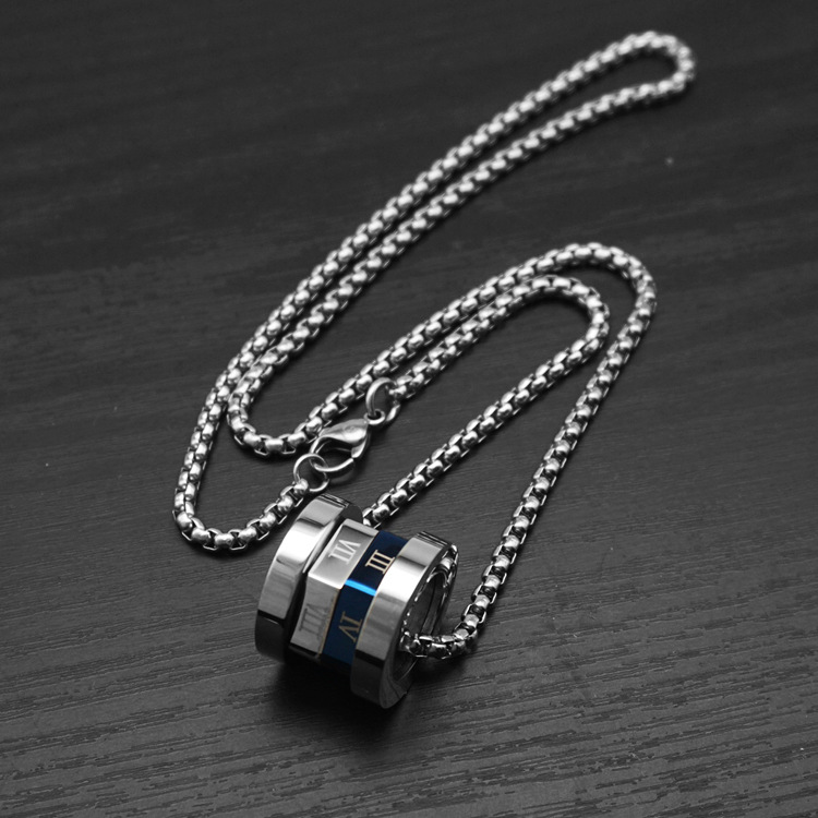 Blue large size with 60cm square pearl chain