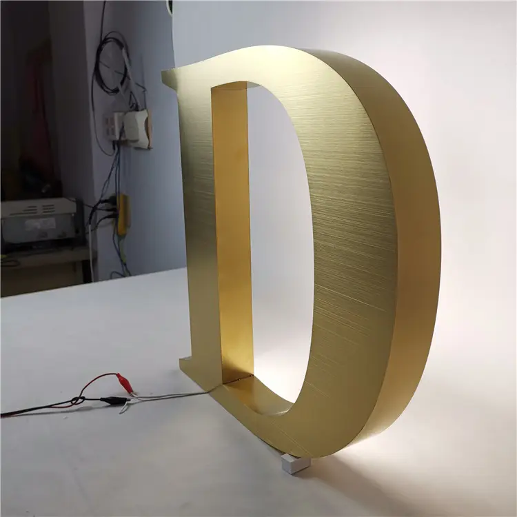 LED backlit letras do alfabeto de metal pequeno, loja logotipo letras do alfabeto decorativos