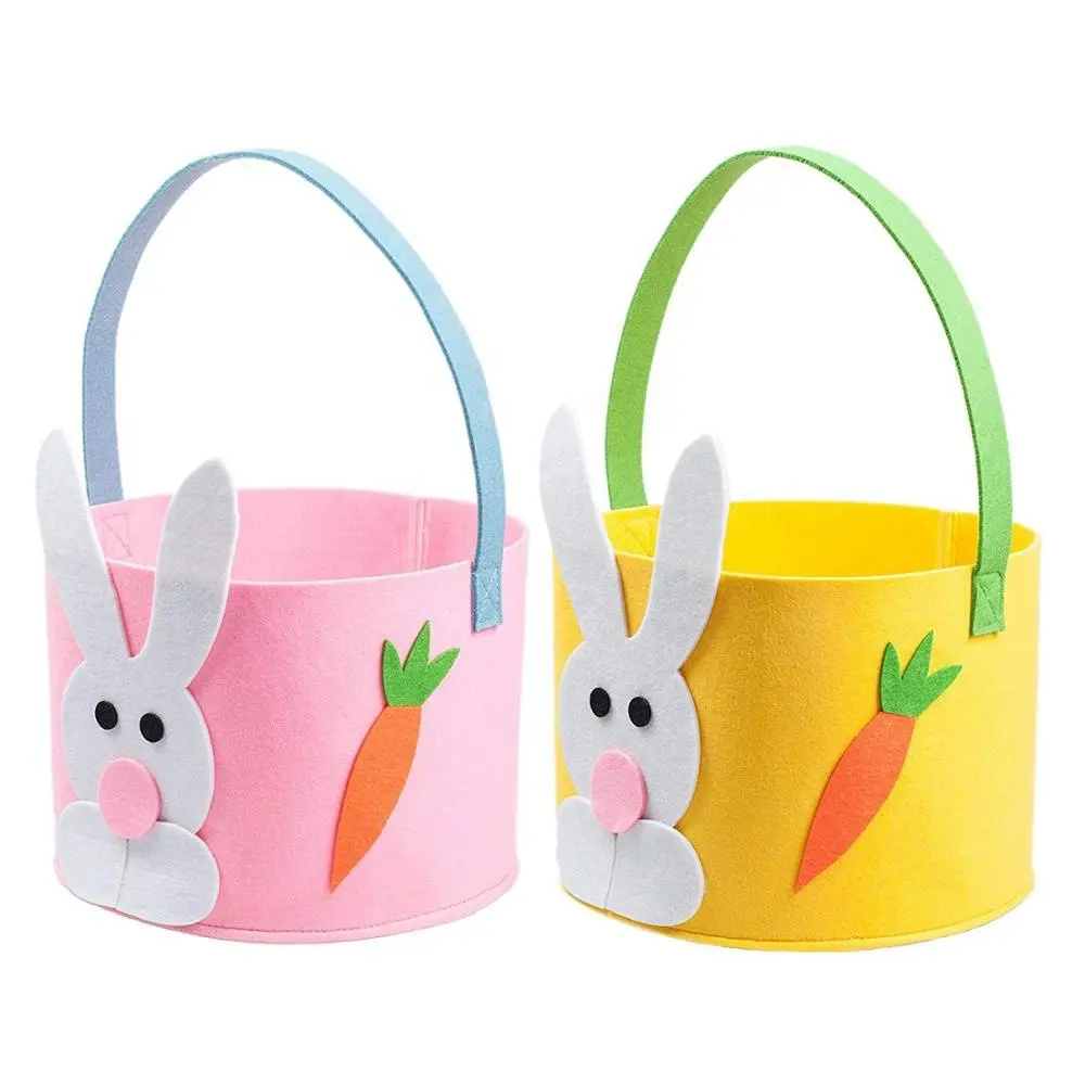Offerta speciale feltro Easter Basket Bunny Candy Bag Cartoon Easter Rabbit Candy Bag all'ingrosso