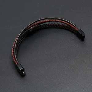Mca004 người đàn ông Da Bò Nhiều Lớp bện da Cuff Vòng đeo tay với Clasp Magnetic Mens Vòng đeo tay bằng da - Product Image 4