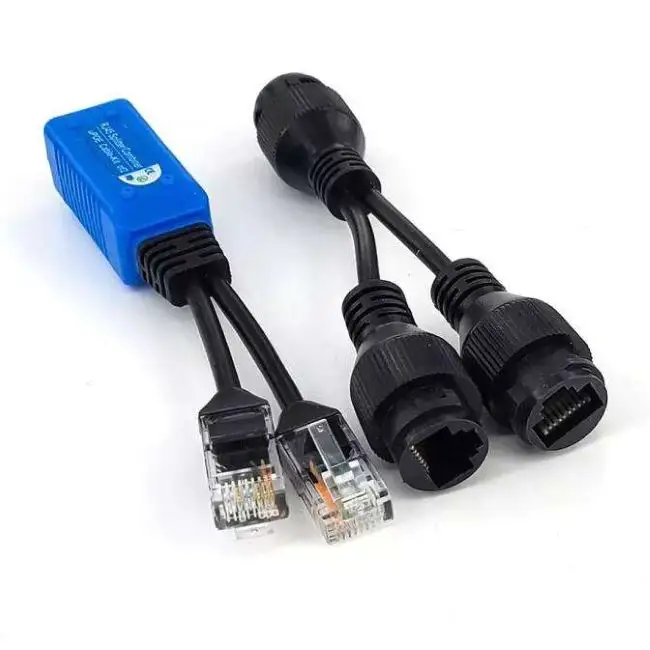 RJ45 Splitter combinatore cavo uPOE Kit di 2 connettori adattatore cavo di alimentazione passivo per telecamera di sicurezza CCTV