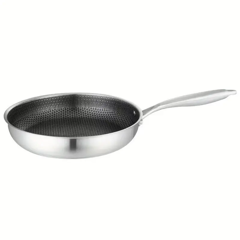 Sartén antiadherente de acero inoxidable de 12,5 pulgadas, panal de cocina, 3 capas, wok, 30cm, utensilios de cocina, sartén para alimentos saludables