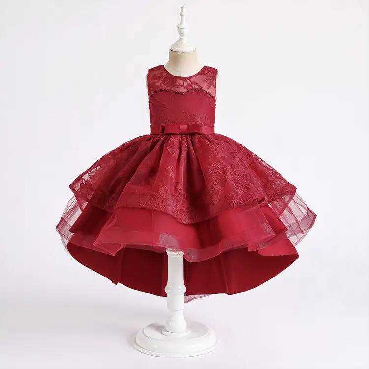 New Girls Trailing Dress Skirt Light Luxury Niche High-End Fairy Temperament Baby Girl Sleeveless Dress Party Costumes