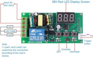 デジタルタイマーリレースイッチモジュール、時間遅延リレーコントローラーボードAC110V220V LCDディスプレイタイマースイッチトリガーモジュール