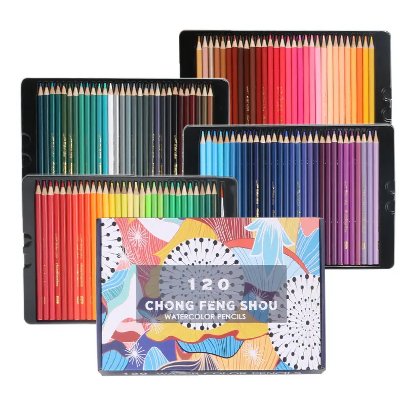 Bview Art 120 Brilhantes tons sortidos aquarela lápis coloridos para misturar camadas e técnicas aquarela