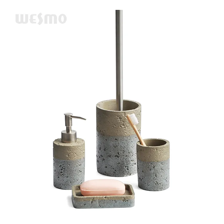 Vendita calda decorazione per la casa quattro pezzi terrazzo cemento accessori da bagno set da bagno sanitari set di accessori da bagno