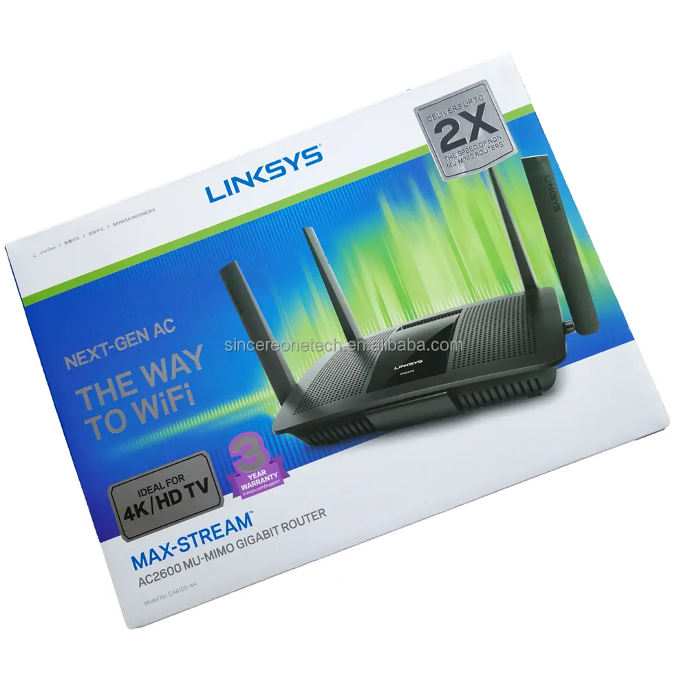 Linksys กิกะบิตเราเตอร์ EA8100-AH สำหรับเล่นเกมและสตรีมมิ่ง EA8100คู่ AC2600เราเตอร์โมเด็ม WIFI 5