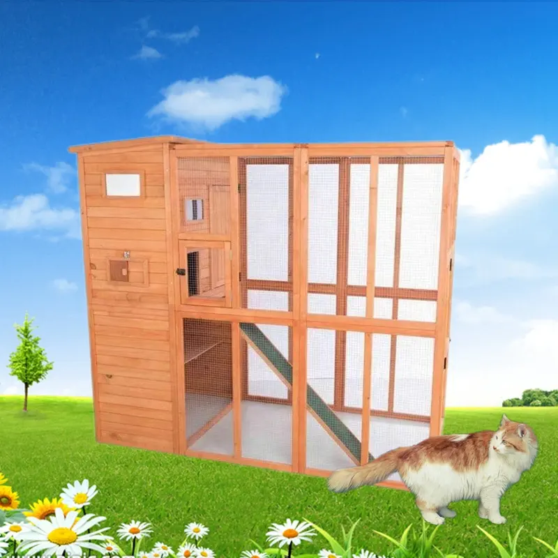 Alas kandang villa di lusso ecologica prodotto in legno grande casa all'aperto gabbia per animali domestici casa per gatti