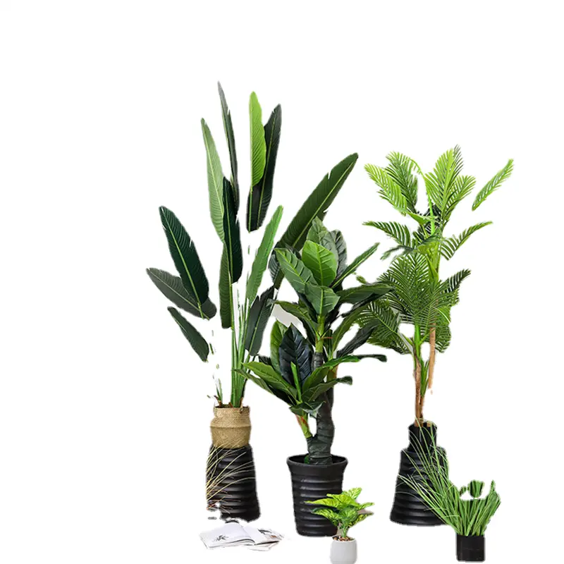 Simulation bell leaf Banyan tree bonsai plant indoor decoration green banana home living room simulation pot