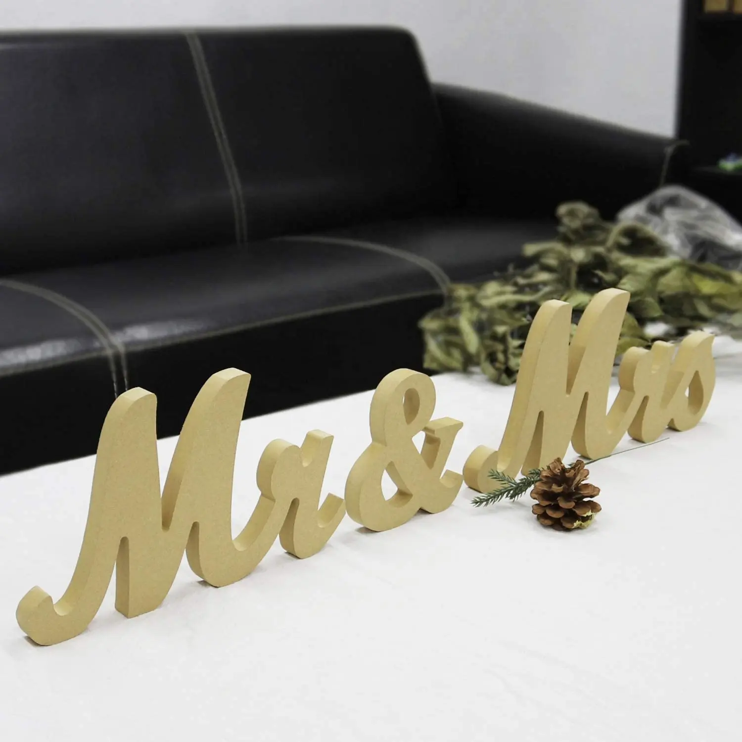 Letras de madera para Decoración de mesa, accesorios de fotos, decoración rústica de boda, signos Mr y Mrs, MDF pintado
