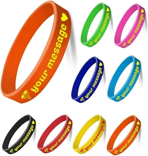 Braccialetto di gomma personalizzato braccialetto di gomma da te Set braccialetto di gomma con messaggio o Logo fasce da polso personalizzate