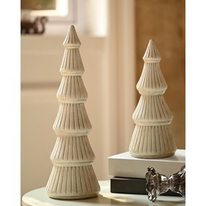 Ahşap noel ağacı heykelcik masa beyaz ağacı heykelcik yılbaşı dekoru için 2 masa Centerpieces Set - Product Image 1