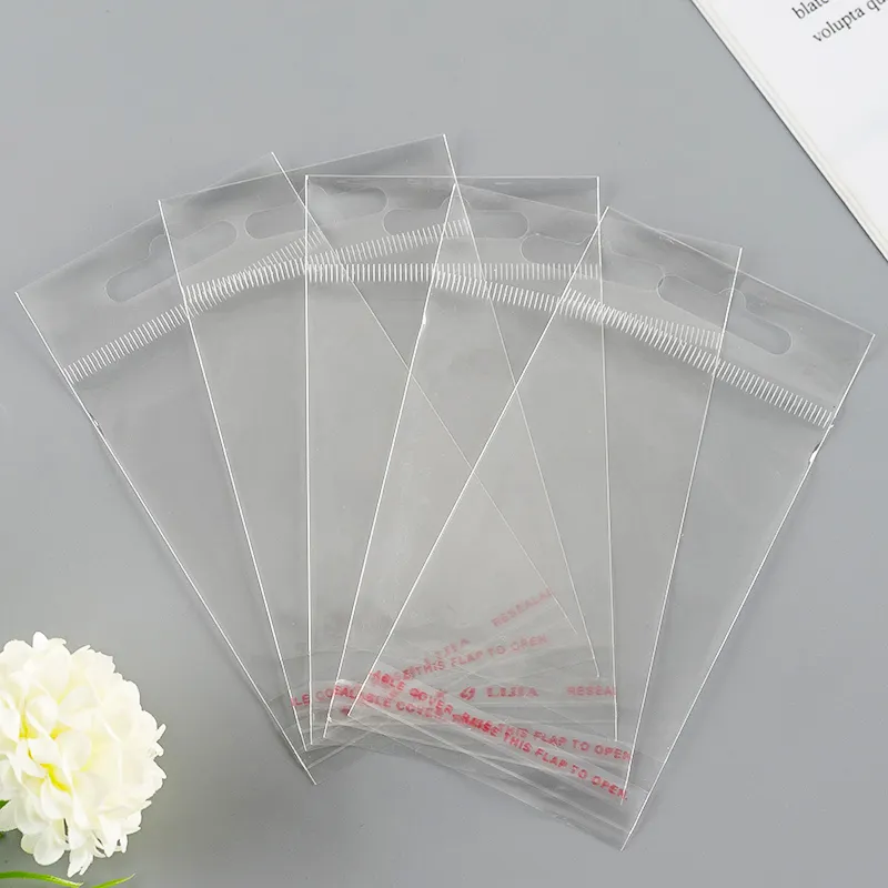 Transparent round hole opp header polybags with self adhesive