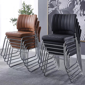 Wholesale Modern Simple PU Leather Office Chair Stackable Thick Pipe Legs <strong>Durable</strong> Conference Room Staff <strong>Computer</strong> Chair - Product Image 1