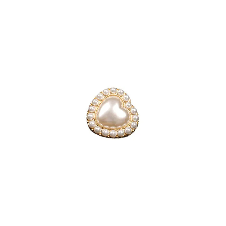 Bouton en alliage de Zinc et métal 50 pièces, incrustation de perles en forme de cœur, bouton en métal, pour manteau, couture à la main