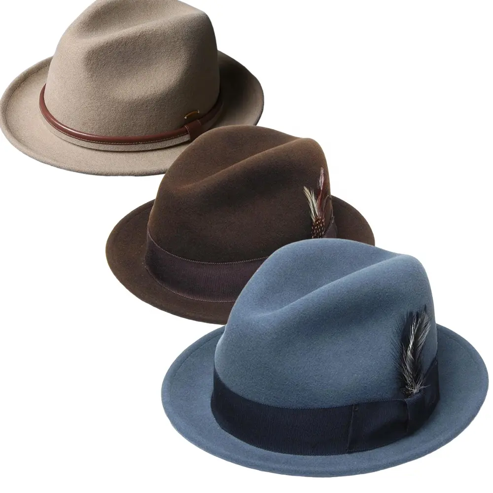 2023 personalizar lana ajustable nueva moda suave invierno lana señora británica Europa Caballero sombrero fedora sombrero de fieltro