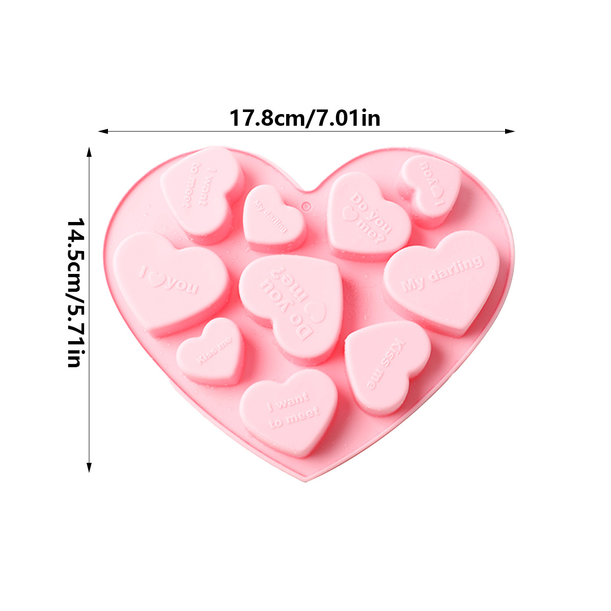 10 pièces en forme de coeur (rose)