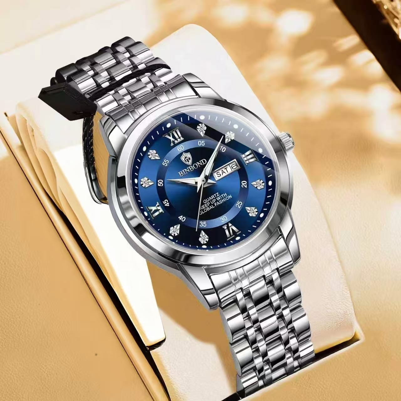 Quadrante bianco-acciaio blu - donna