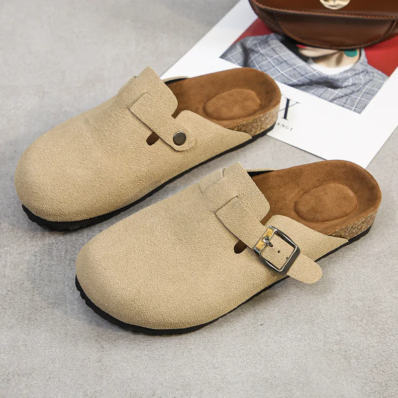 New Summer Cork Sole Shoes Women Fashon Beach Cork Slippers Men Casual Slides