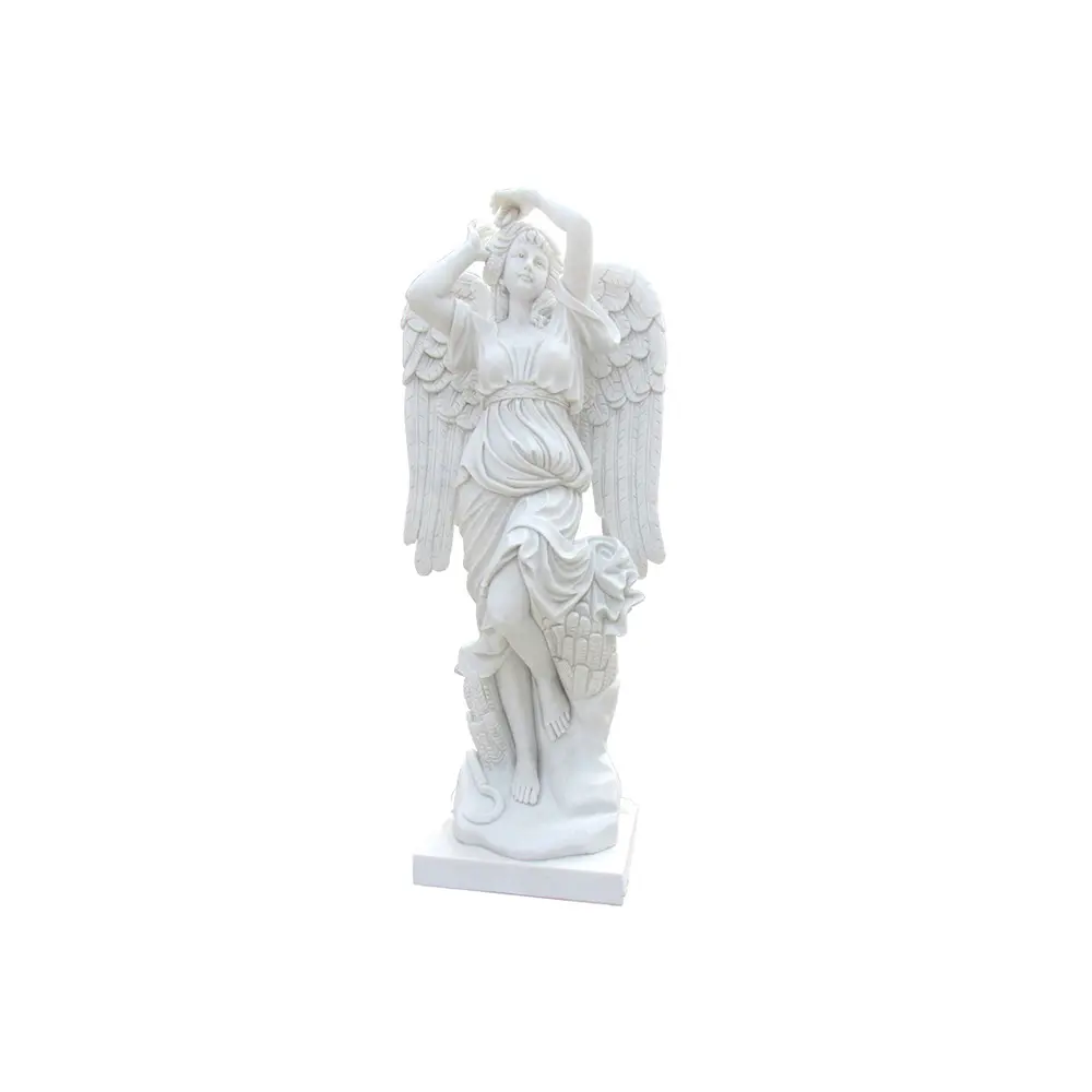 Prezzo di Fabbrica a buon mercato ala di angelo statua in marmo bianco di pietra in ginocchio maschio statua di angelo bianco cimitero di marmo statua di angelo
