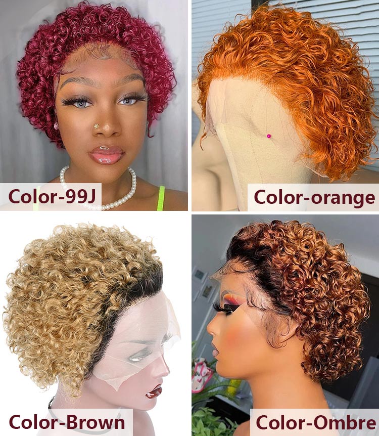 Couleur Pixie coupe Bob perruque