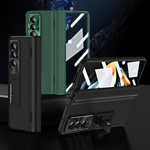 サムスンギャラクシーzfold4メタルレザー用シェルメンブレン統合電話ケース、サムスンシリーズ用ホルダーケース電話付き - Product Image 1