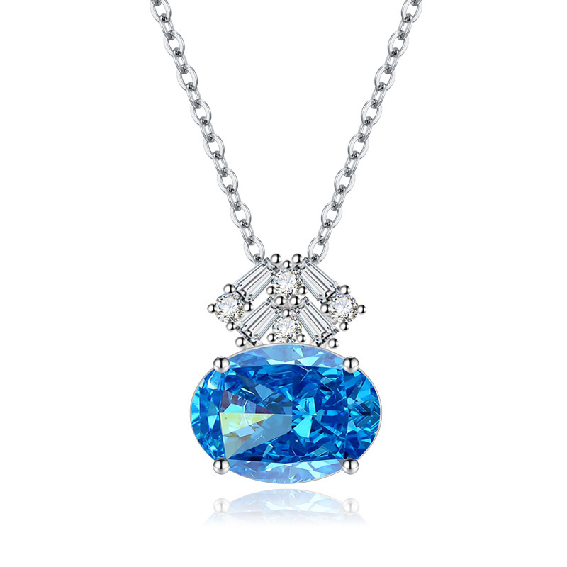 Single pendant+OShaped chain (sea blue)
