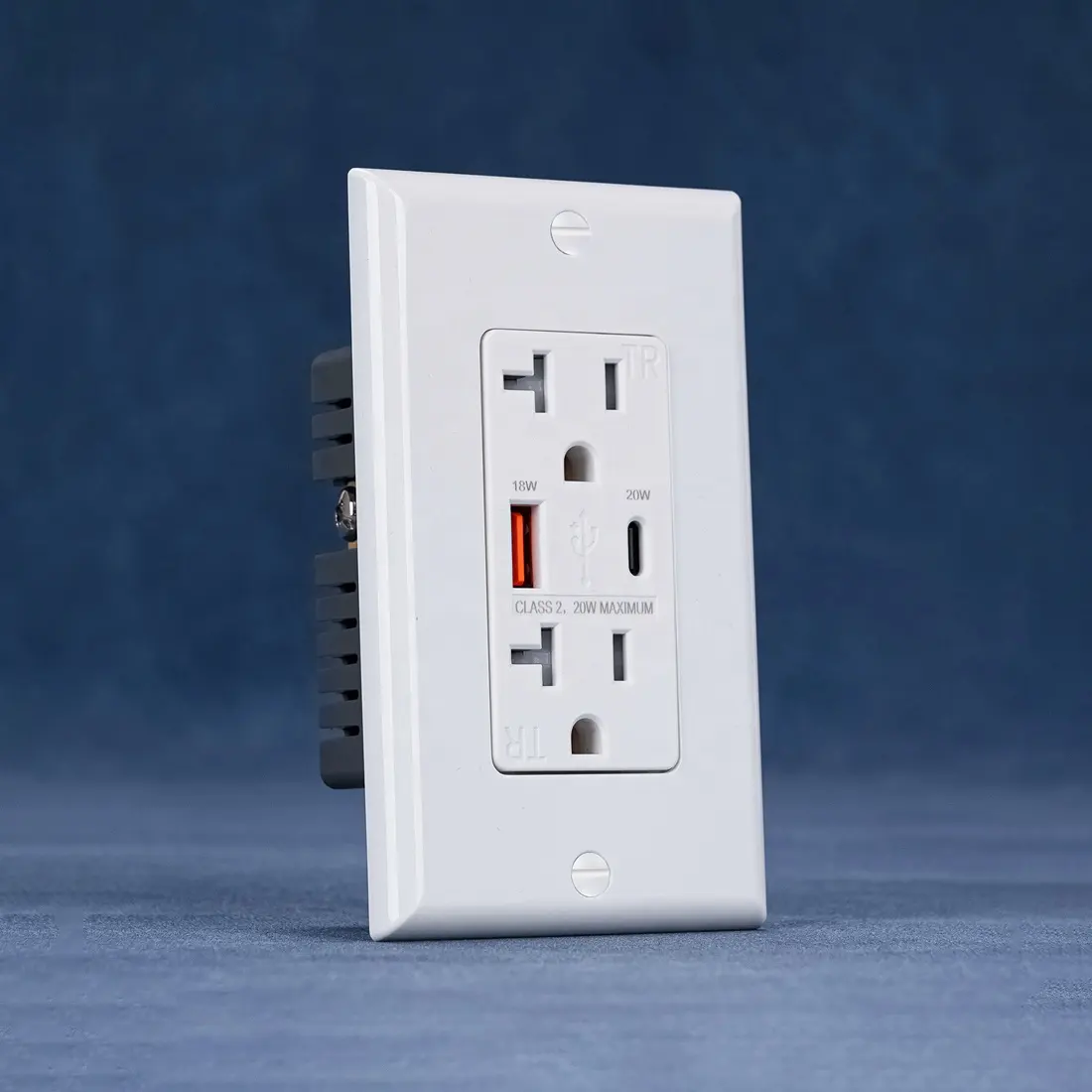 US Standard 20 amp 125V USB Charger Ports 6 Pins Socket With Screw Plate And Tamper Resistant Type A+C Quick Charge Outlet