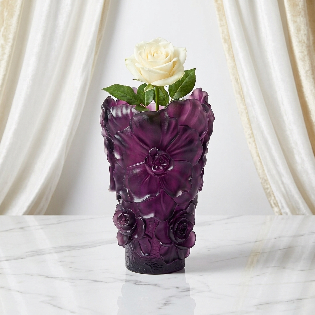 Purple-camellia flower vase