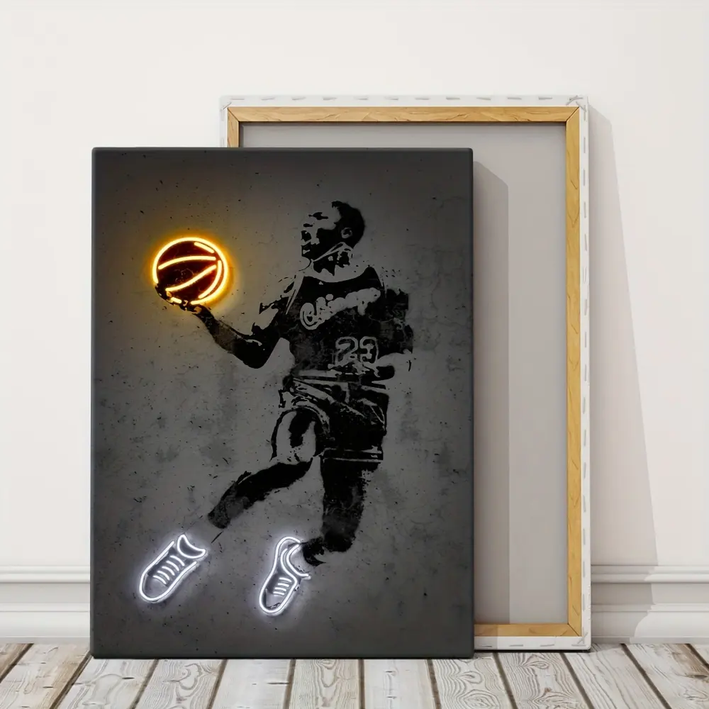 Framed Art Canvas Painting Famous Basketball Player Painting On Canvas Wall Art for home decor