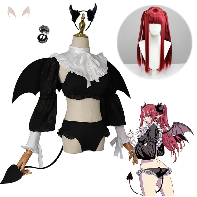 Anime My Dress Up Darling Marin Kitagawa Maid Costume Cosplay Rizu Kyun Demon Uniform Bikini Set Halloween Carnival Suit Clothes