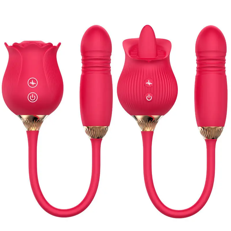 B102403 rojo púrpura Rosa juguetes sexuales chupar lengua lamiendo Rosa vibrador para mujeres